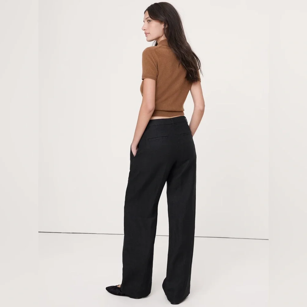 NWT! Banana Republic The Soho Wide-Leg Pant in Linen - 2 Petite 🖤